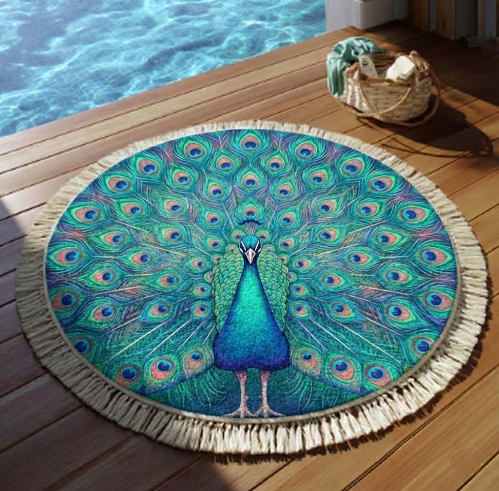 Ronde Pauw Strandhanddoek
