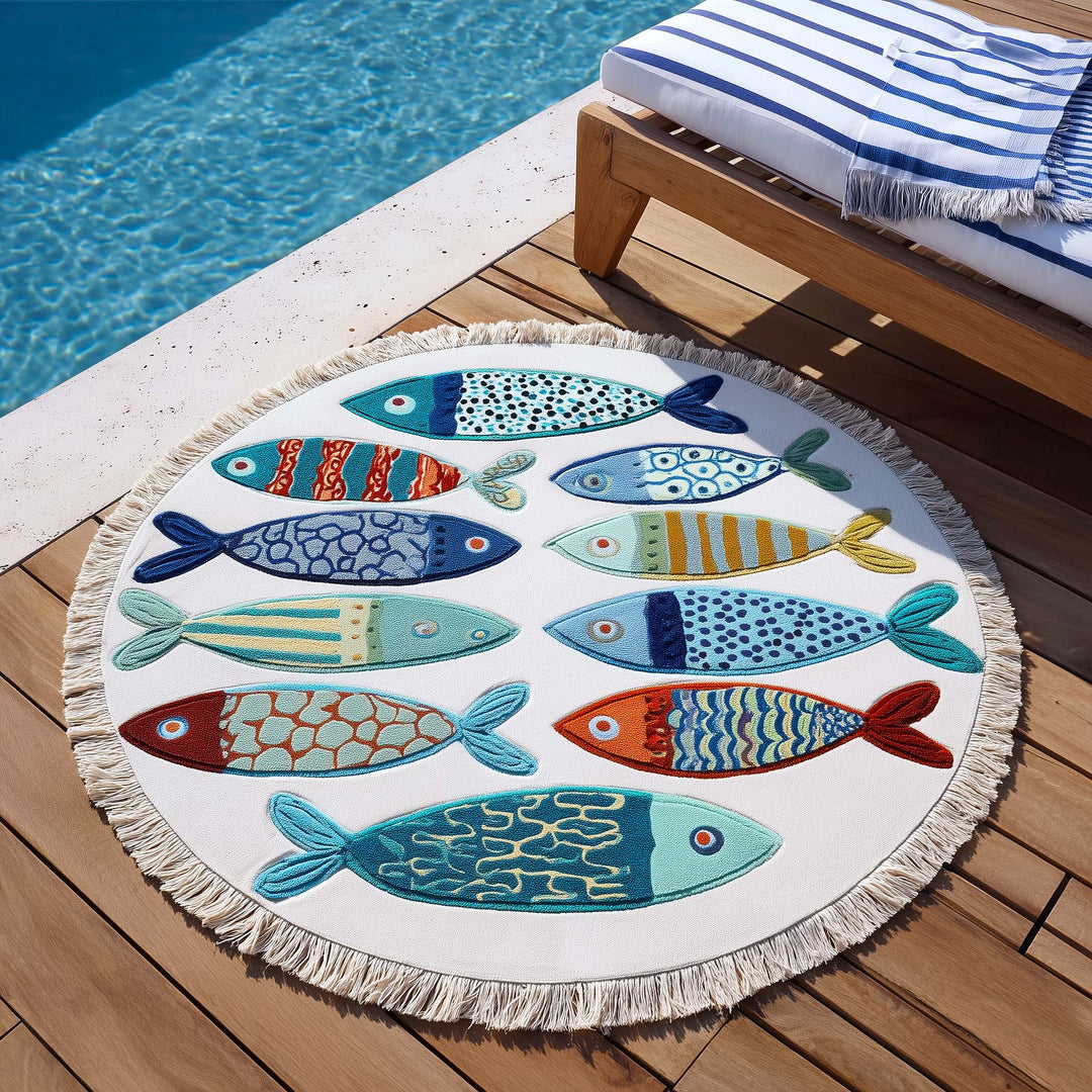 Speelse Splash Ronde Strandhanddoek