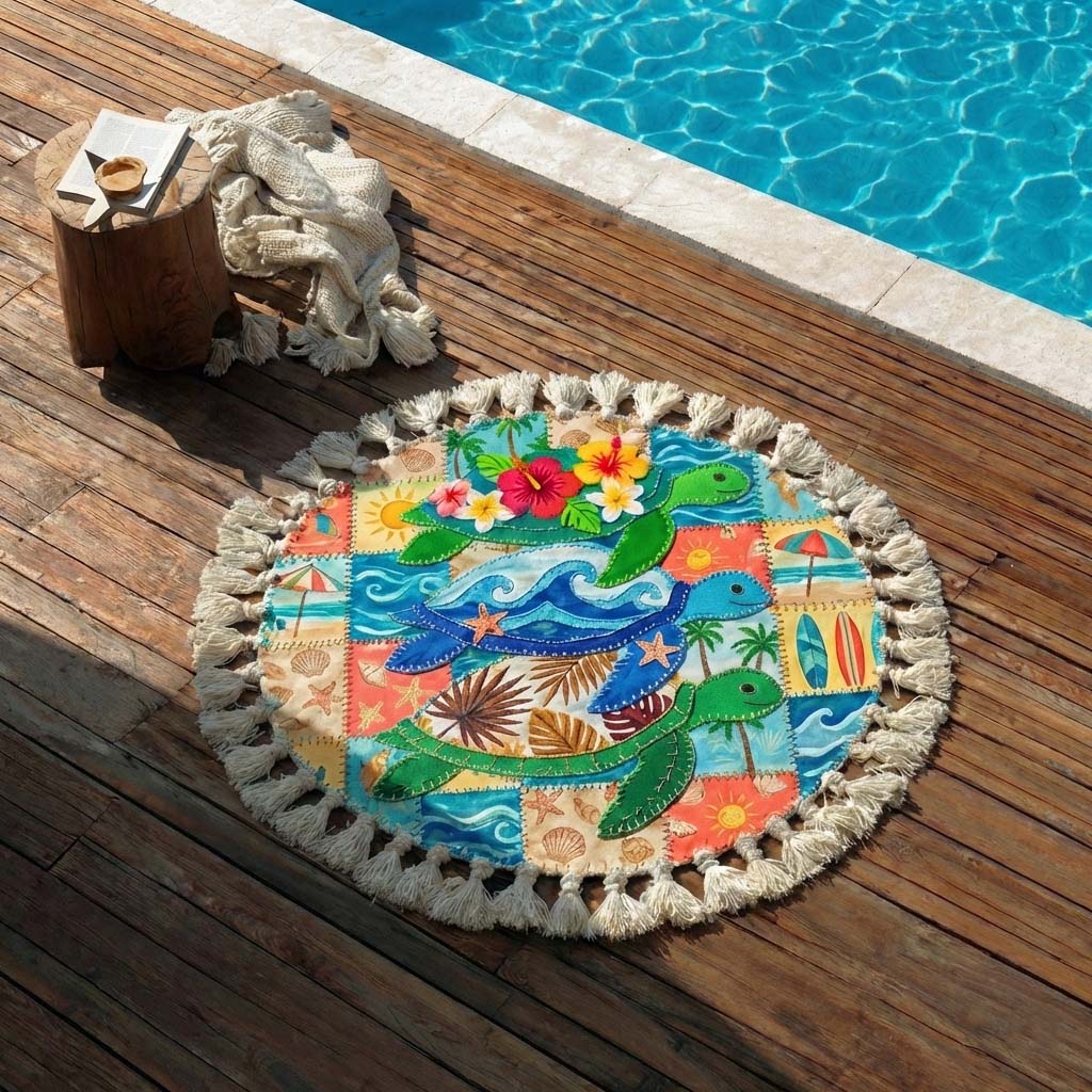 Ronde Strandhanddoek Schildpad van de Ziel