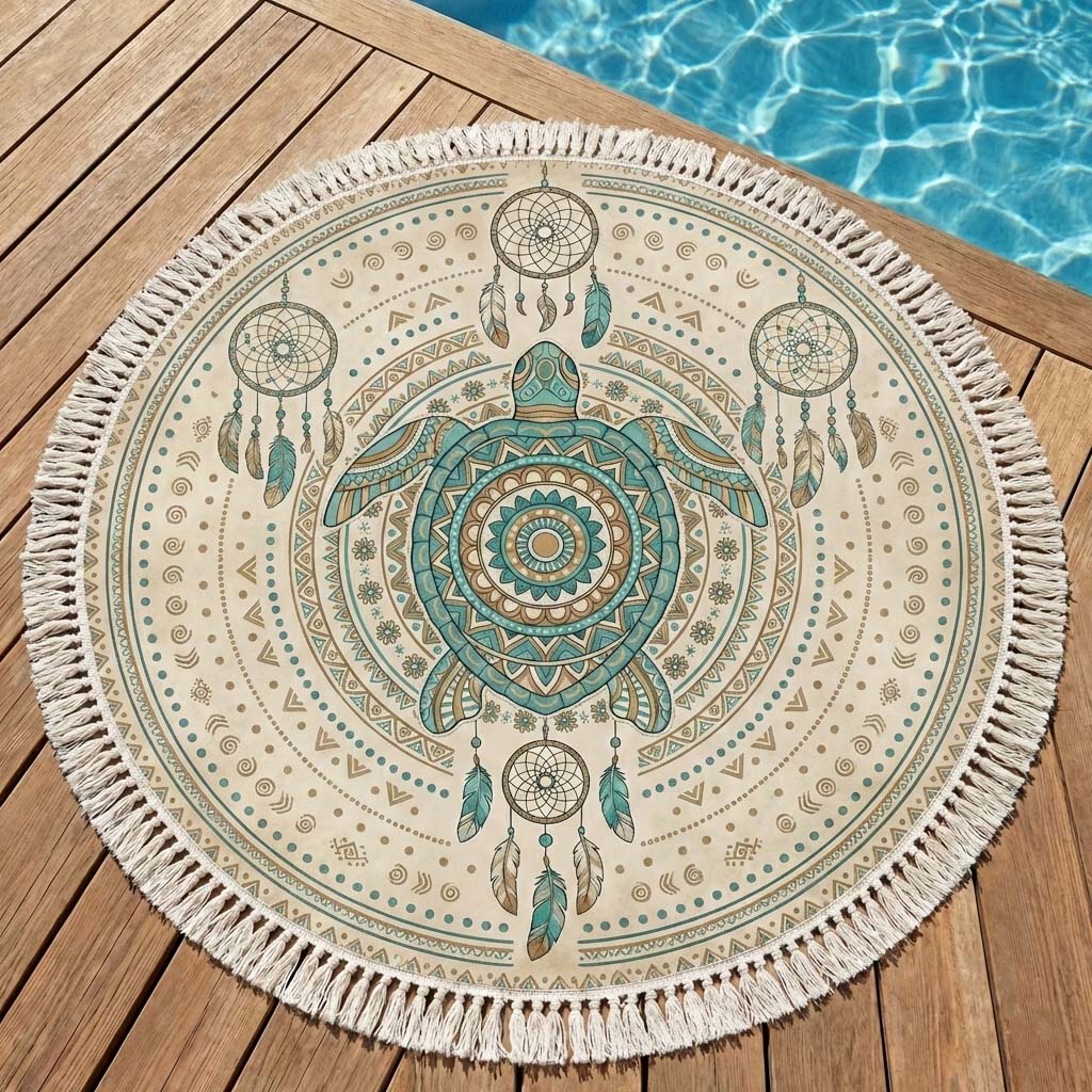 Ronde Strandhanddoek Ziel Schildpad