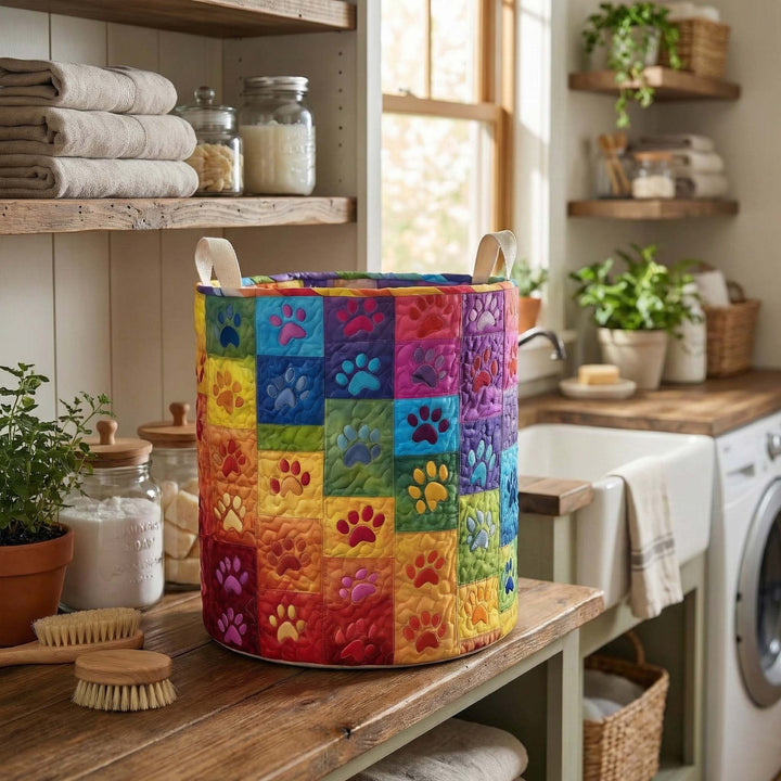 Gequilte Wasmand met Regenbooghandvatten