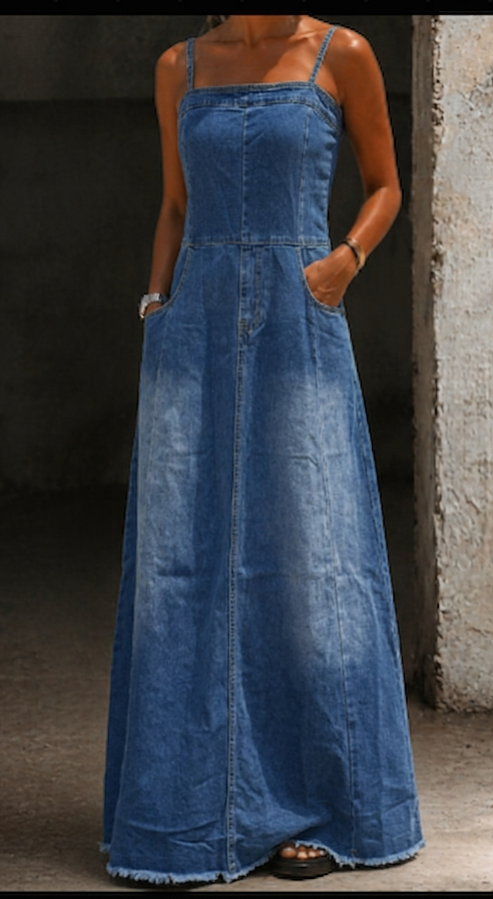 Savannah -  Vintage denim maxi-jurk