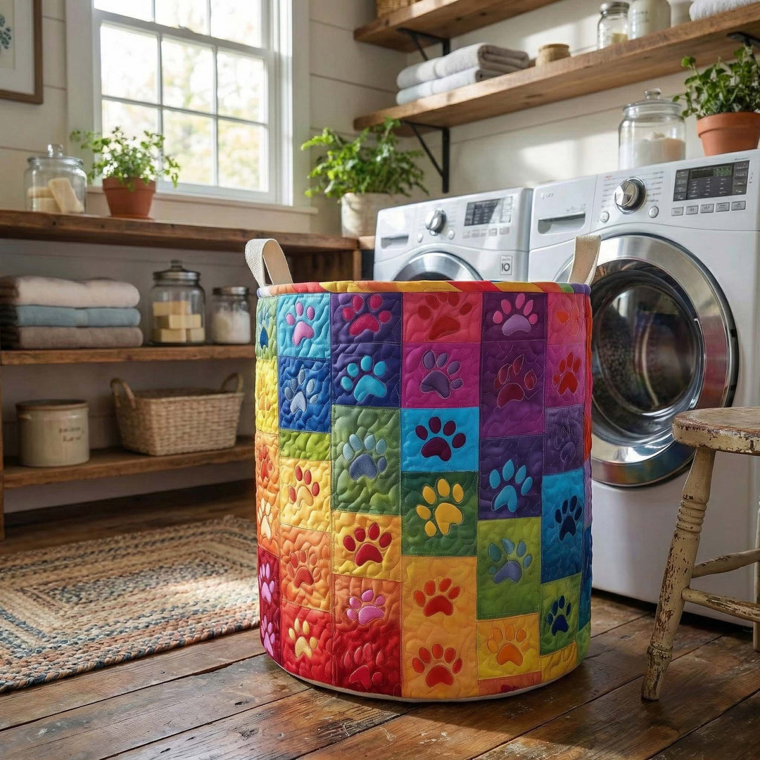Gequilte Wasmand met Regenbooghandvatten