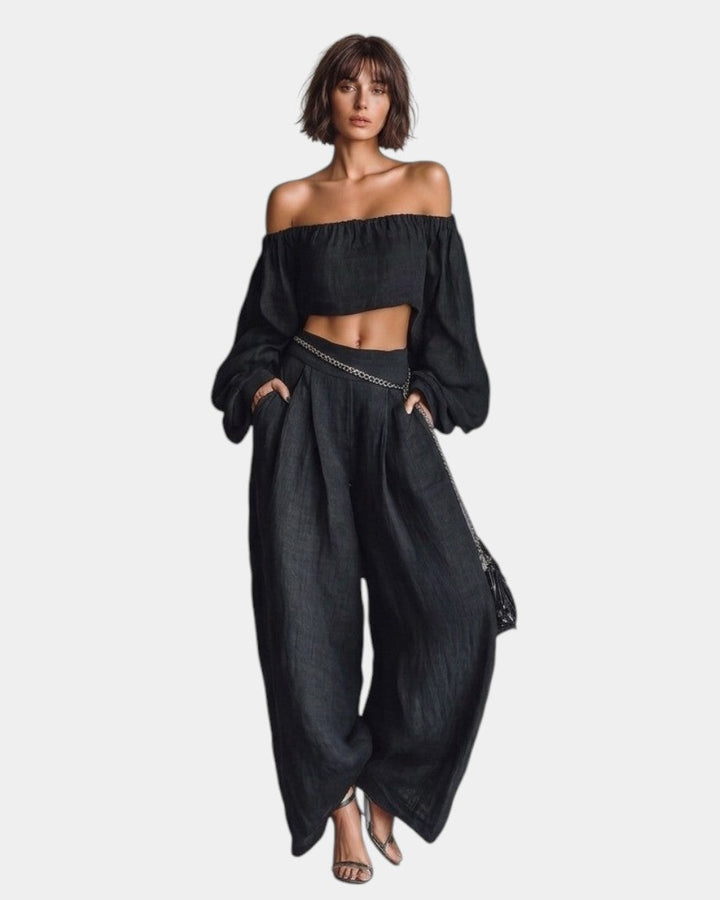 Cíntia  - Set met off-shoulder top en wijde broek