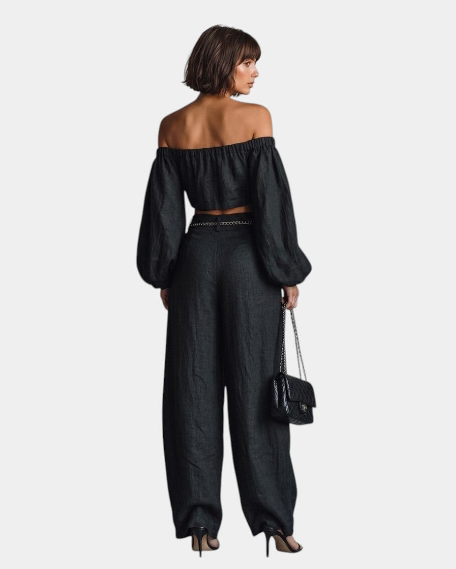 Cíntia  - Set met off-shoulder top en wijde broek