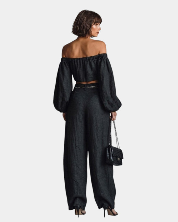 Cíntia  - Set met off-shoulder top en wijde broek