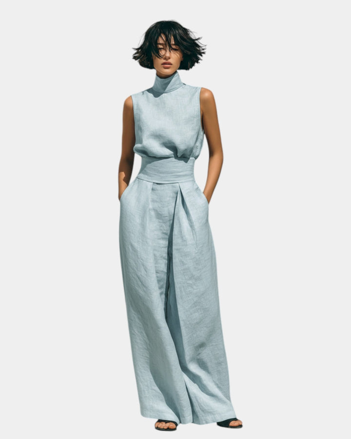 Falyne - Minimalistische tanktop en wijde broek set