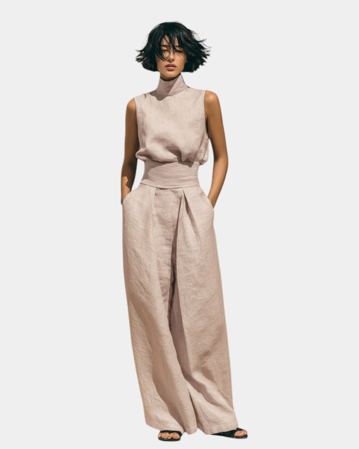 Falyne - Minimalistische tanktop en wijde broek set