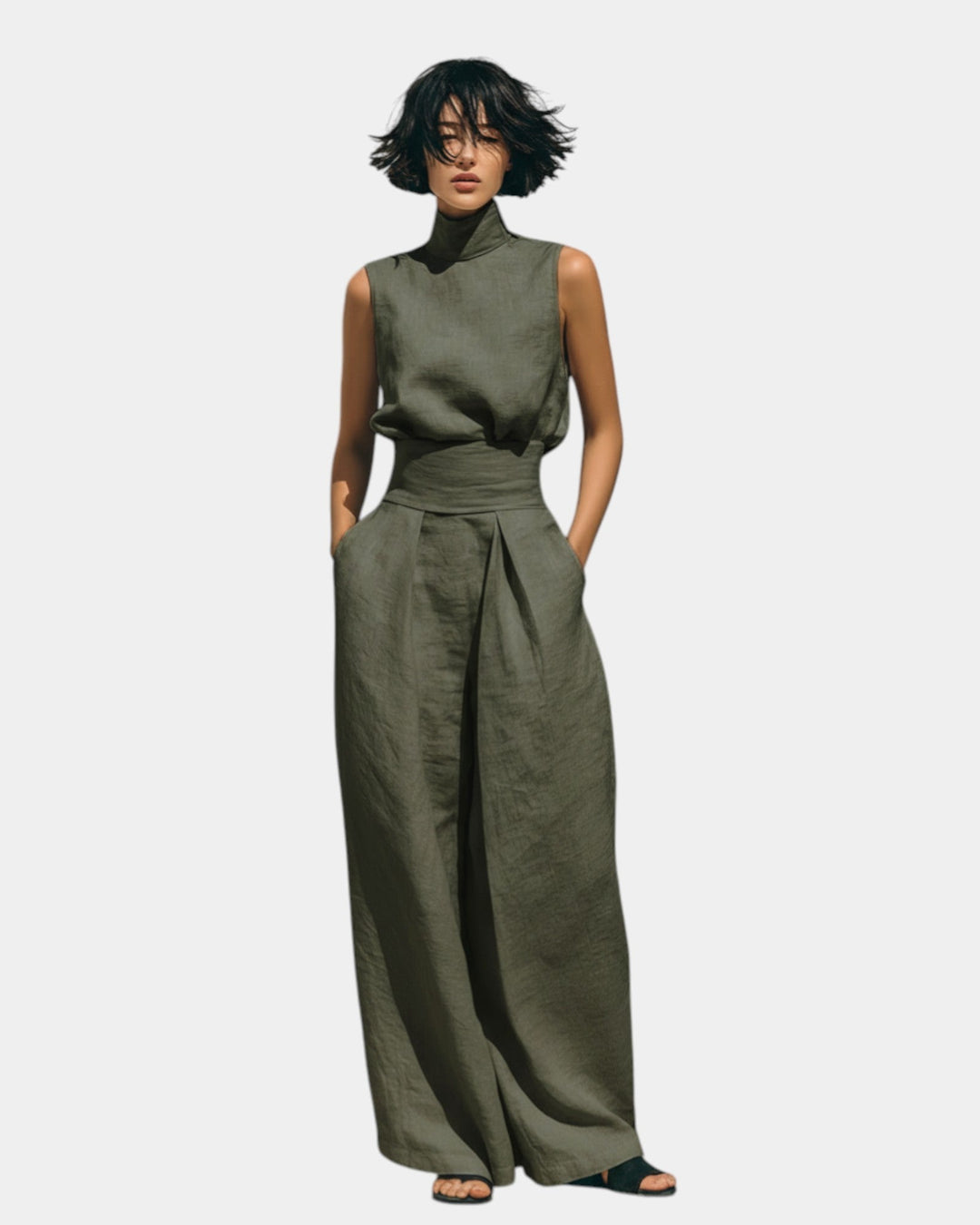 Falyne - Minimalistische tanktop en wijde broek set