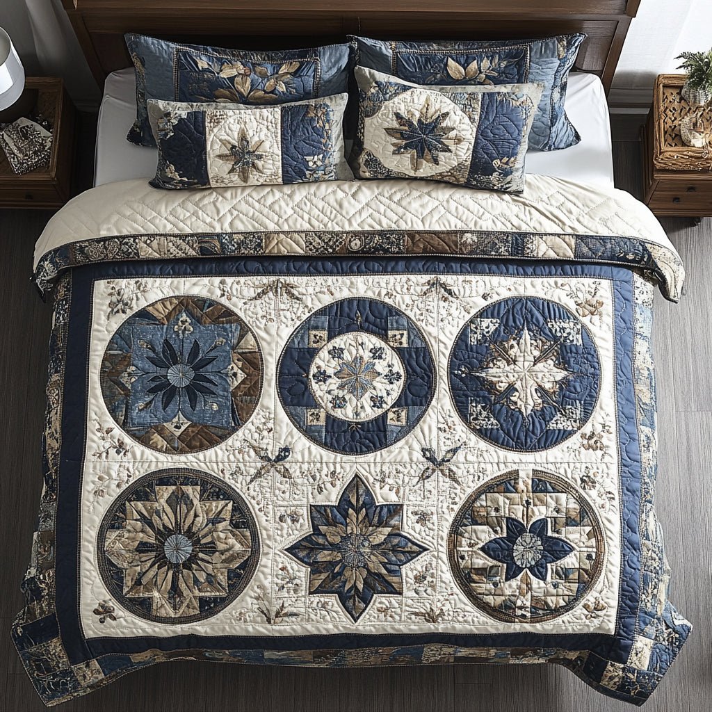 Bloemige Patchwork - 3-delige Handgemaakte Beddengoed Set