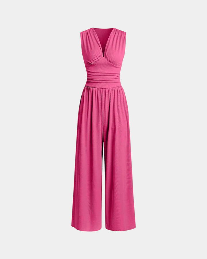 Sultana - Chique mouwloze jumpsuit met wijde benen
