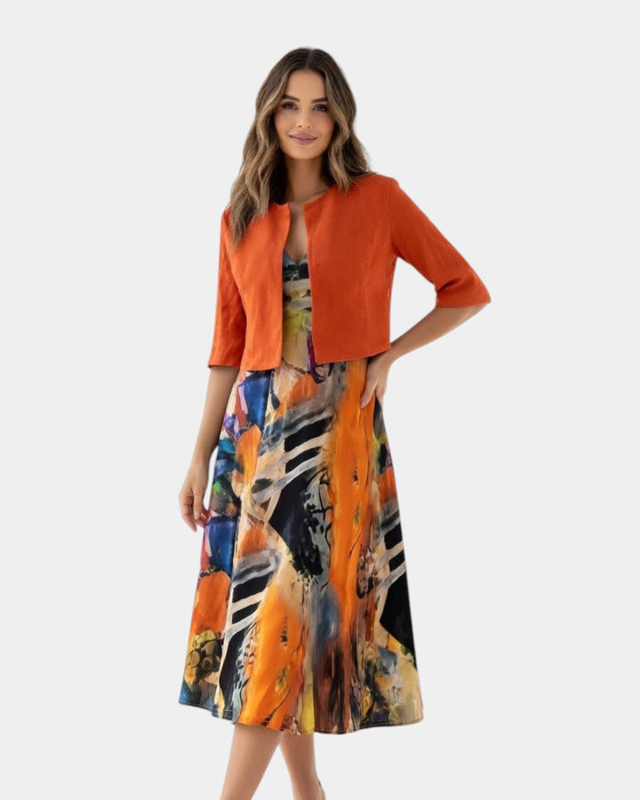 Stacy  - Vloeiende midi-jurk met bijpassende blazer