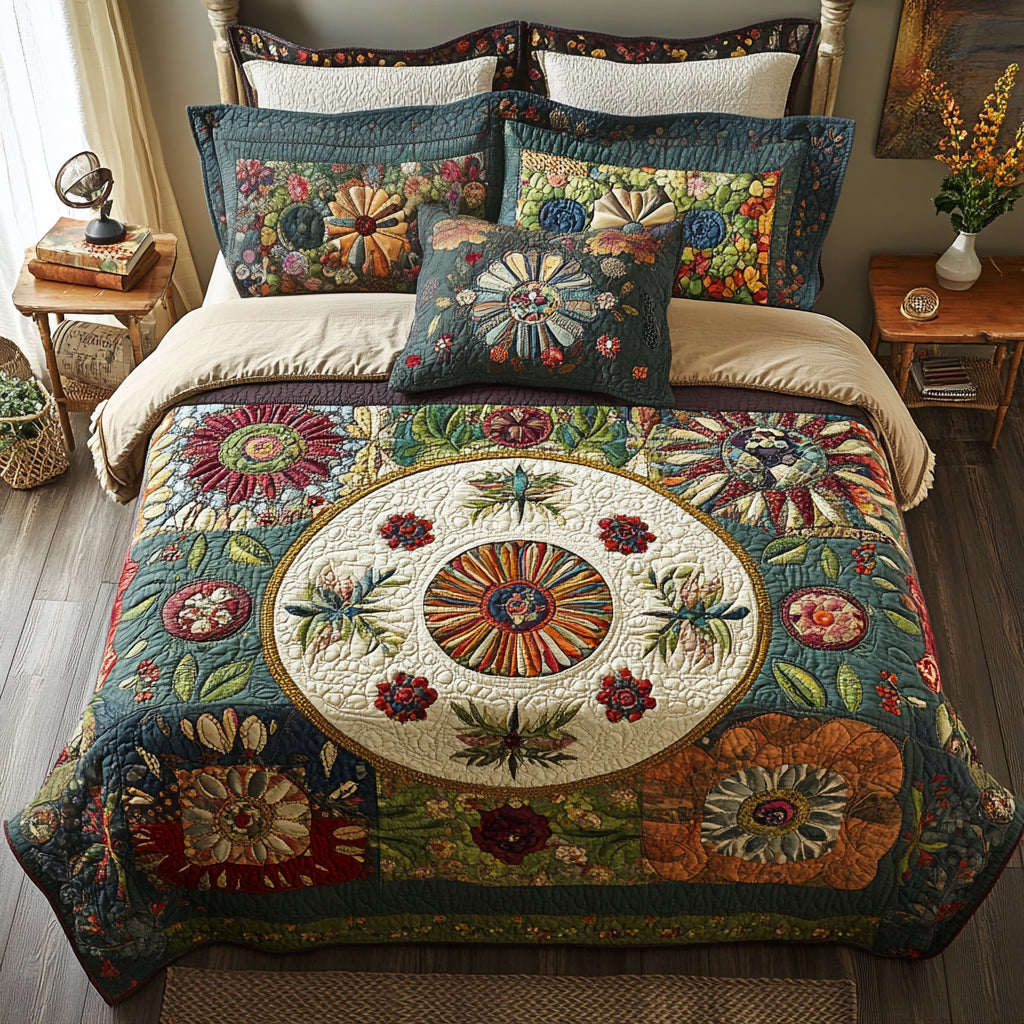 Bloemige Patchwork - 3-delige Handgemaakte Beddengoed Set