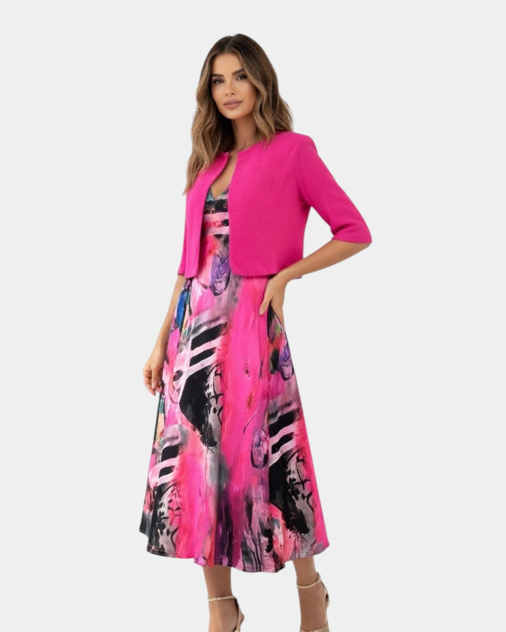 Stacy  - Vloeiende midi-jurk met bijpassende blazer