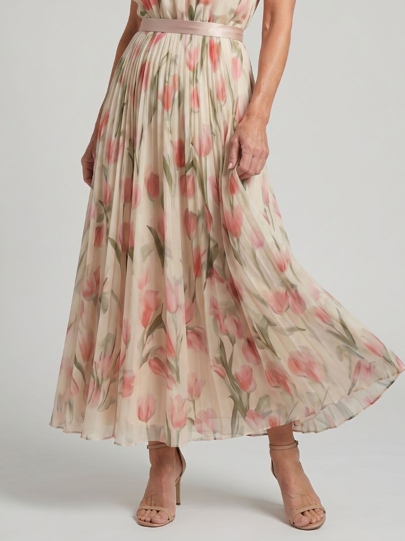 Aurelle - Halterneck Bloemen Midi Jurk
