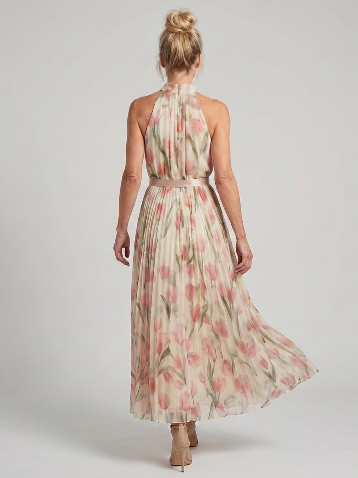 Aurelle - Halterneck Bloemen Midi Jurk