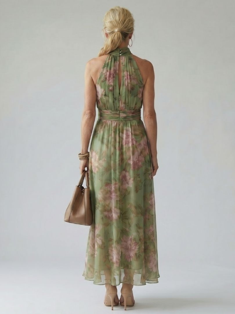 Mirelle - Samengestikte Halter Midi Jurk