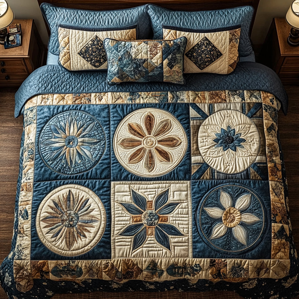 Bloemige Patchwork - 3-delige Handgemaakte Beddengoed Set