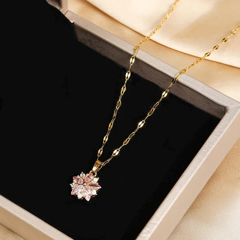 Collier Sakura Rose Romantique in Roestvrij Staal