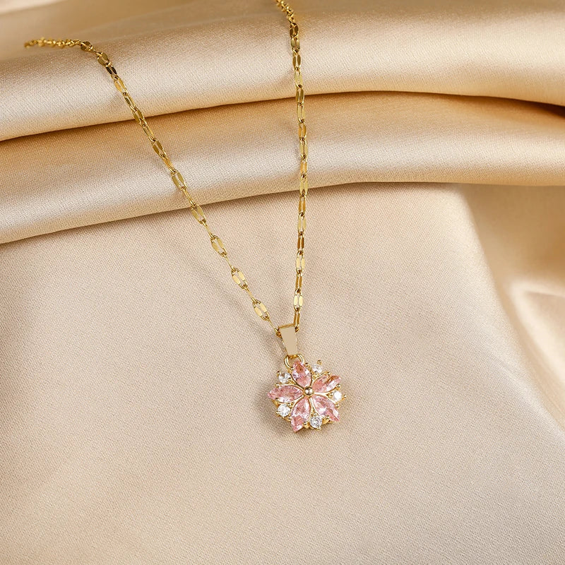 Collier Sakura Rose Romantique in Roestvrij Staal