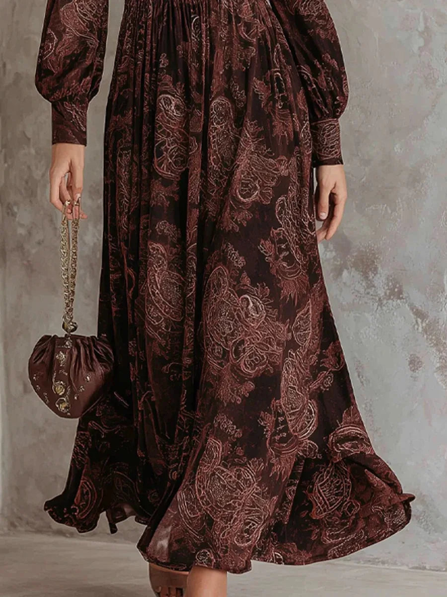 ESME - LANGE JURK MET ELEGANTE VINTAGE PRINT