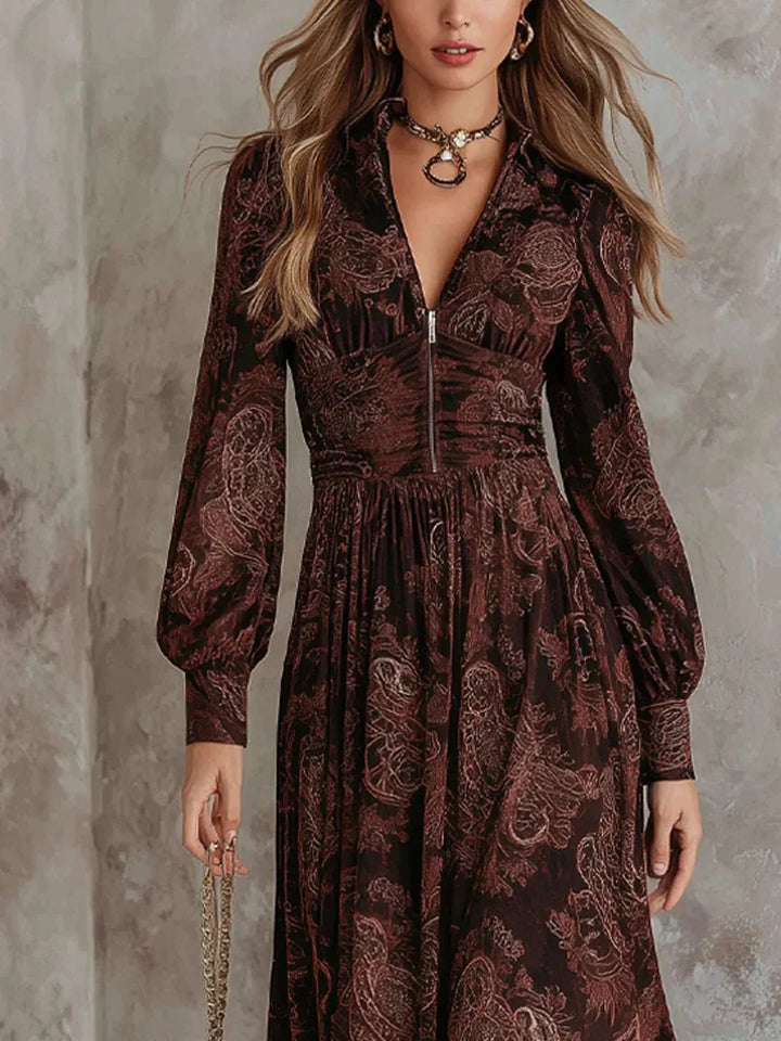 ESME - LANGE JURK MET ELEGANTE VINTAGE PRINT