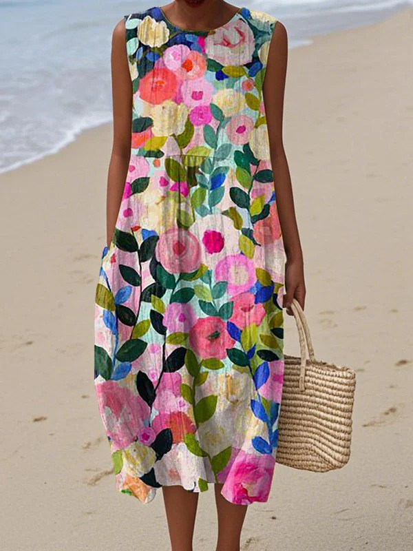 Ava - Bloemen Midi Jurk