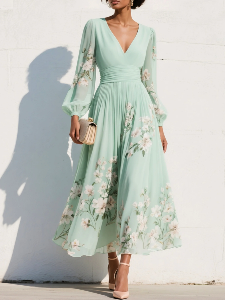 Olivia - Floral Elegante Midi Jurk