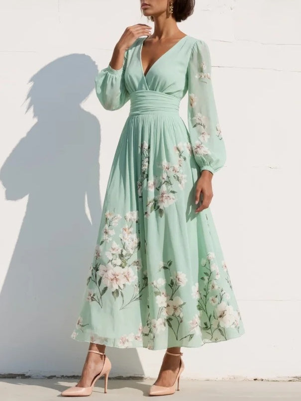 Olivia - Floral Elegante Midi Jurk