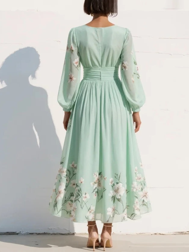 Olivia - Floral Elegante Midi Jurk