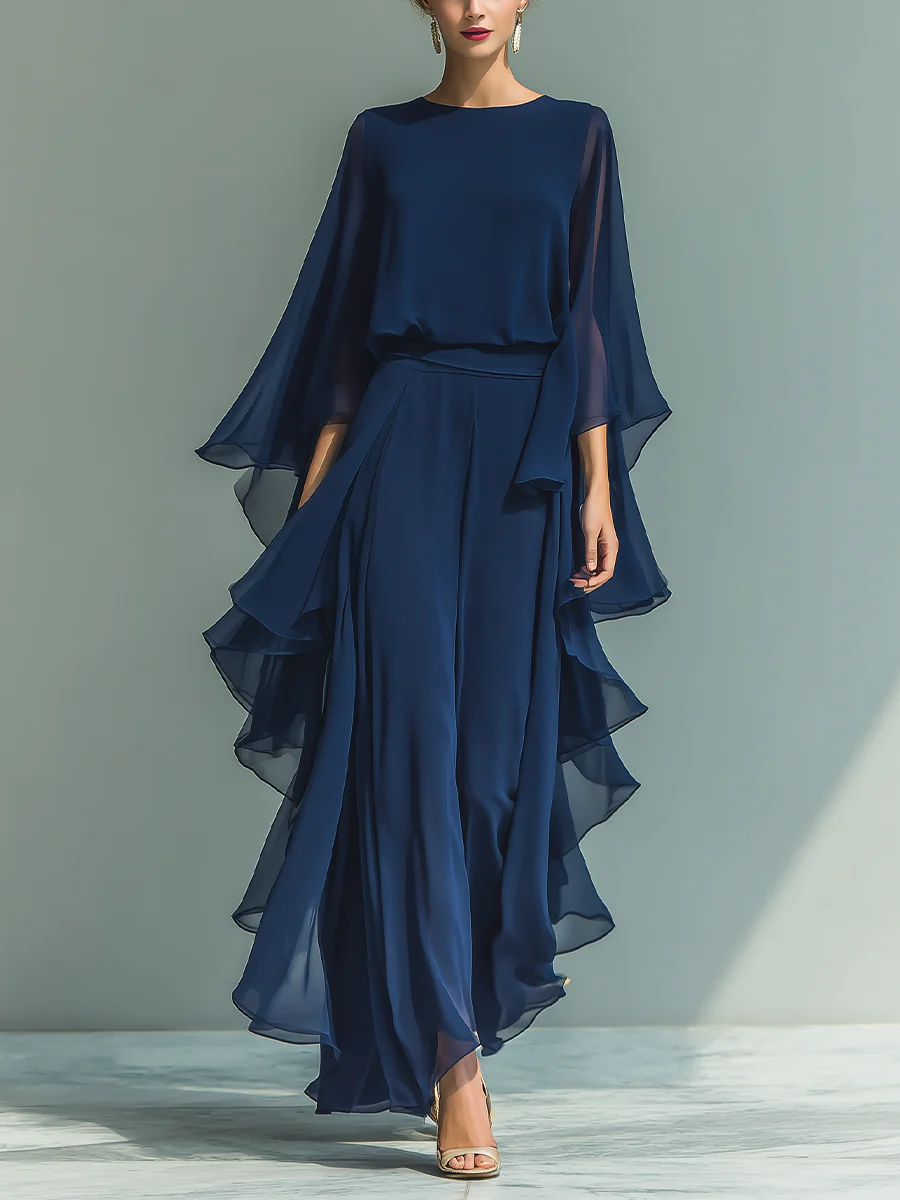 Aurora - Elegante Combinatie in Chiffon met Volants