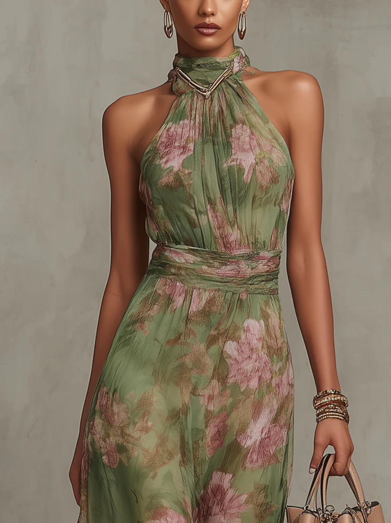 Piper - Lange Elegante Bloemenjurk