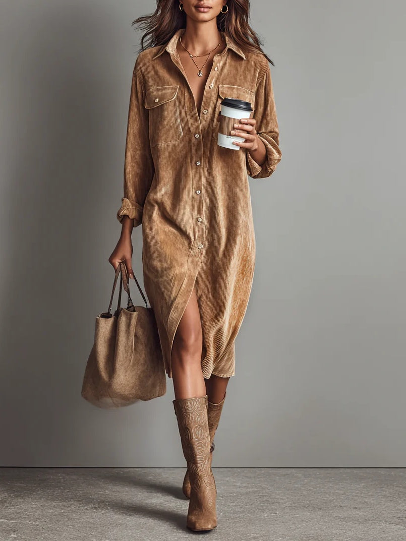 Elise - Zachte Corduroy Jurk