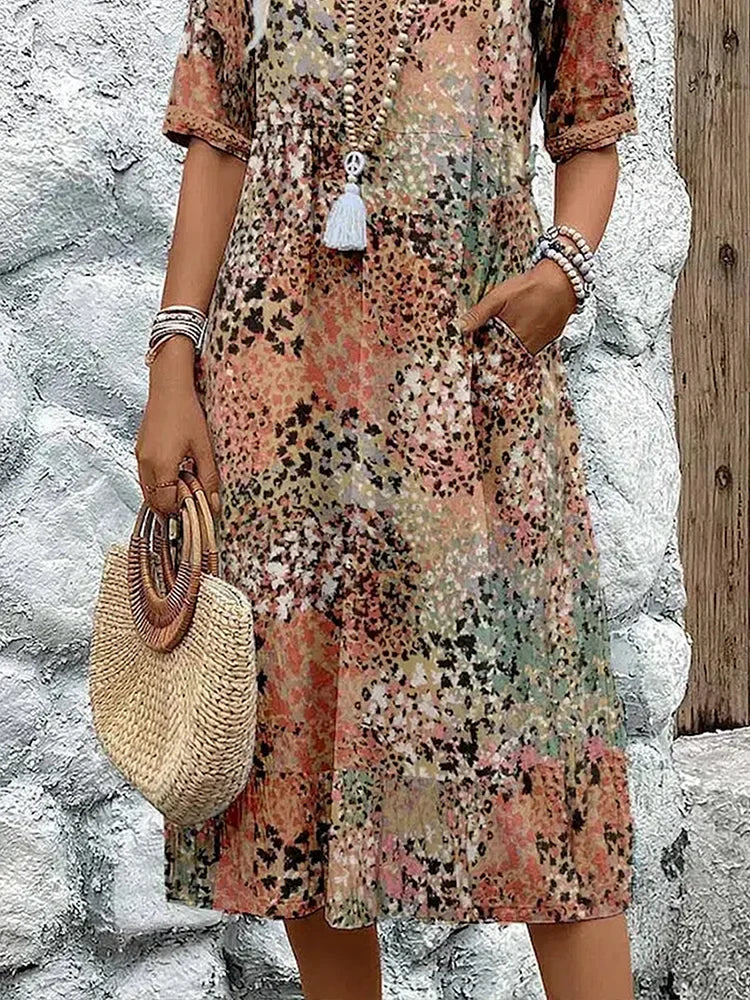 Maya - Vibrant Midi Jurk