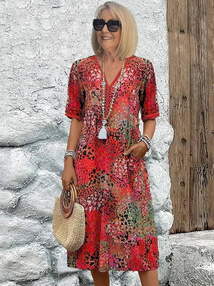 Maya - Vibrant Midi Jurk