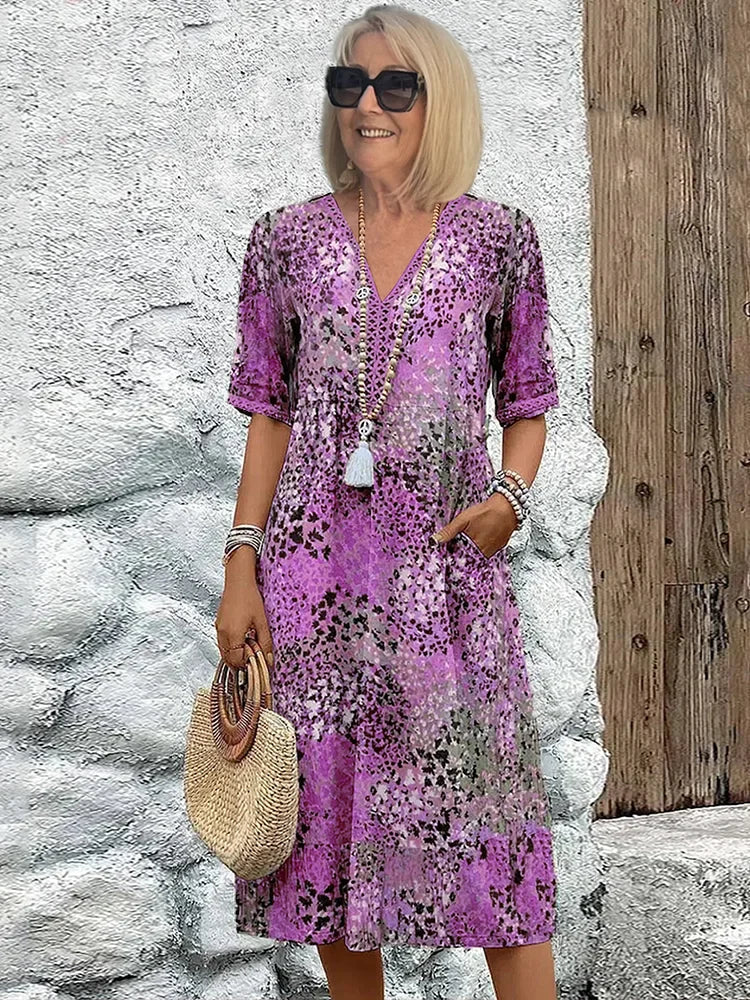Maya - Vibrant Midi Jurk