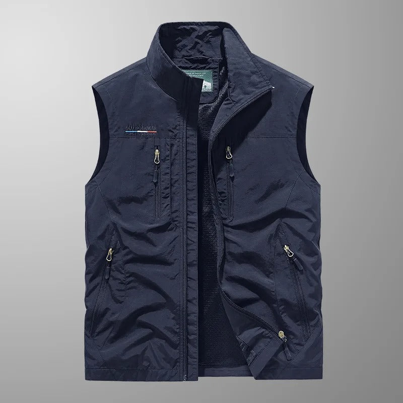 Caziel - Ademend utilitair gilet met meerdere zakken