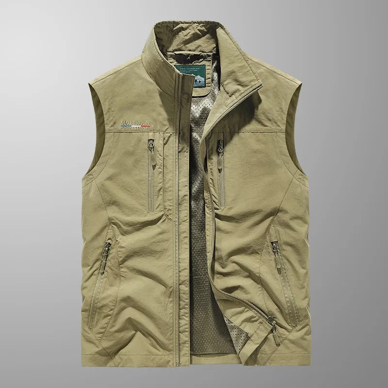 Caziel - Ademend utilitair gilet met meerdere zakken
