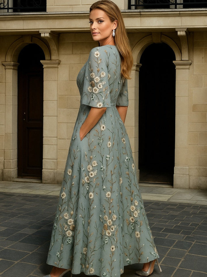 Cora - Lange Jurk Botanische Elegantie