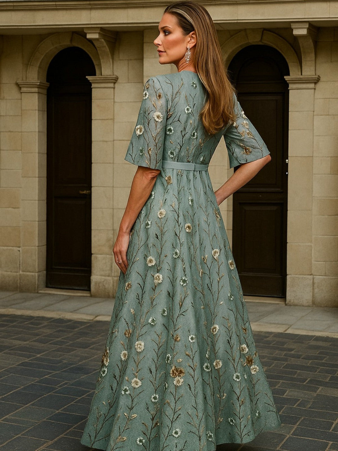 Cora - Lange Jurk Botanische Elegantie