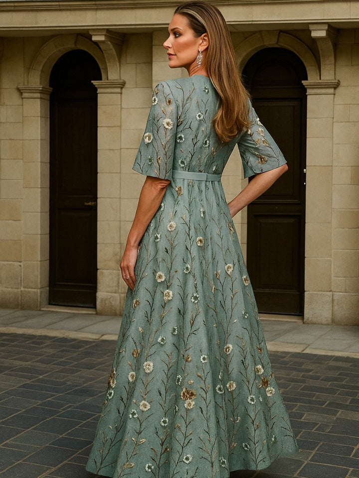 Cora - Lange Jurk Botanische Elegantie